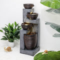 SunJet Indoor/Outdoor Cascading Water Fountain - 40.1inches Garden Fountains with Warm Lights, 4 Bowls Waterfall Feature for Home Deck, Patio, Porch, Yard Decor