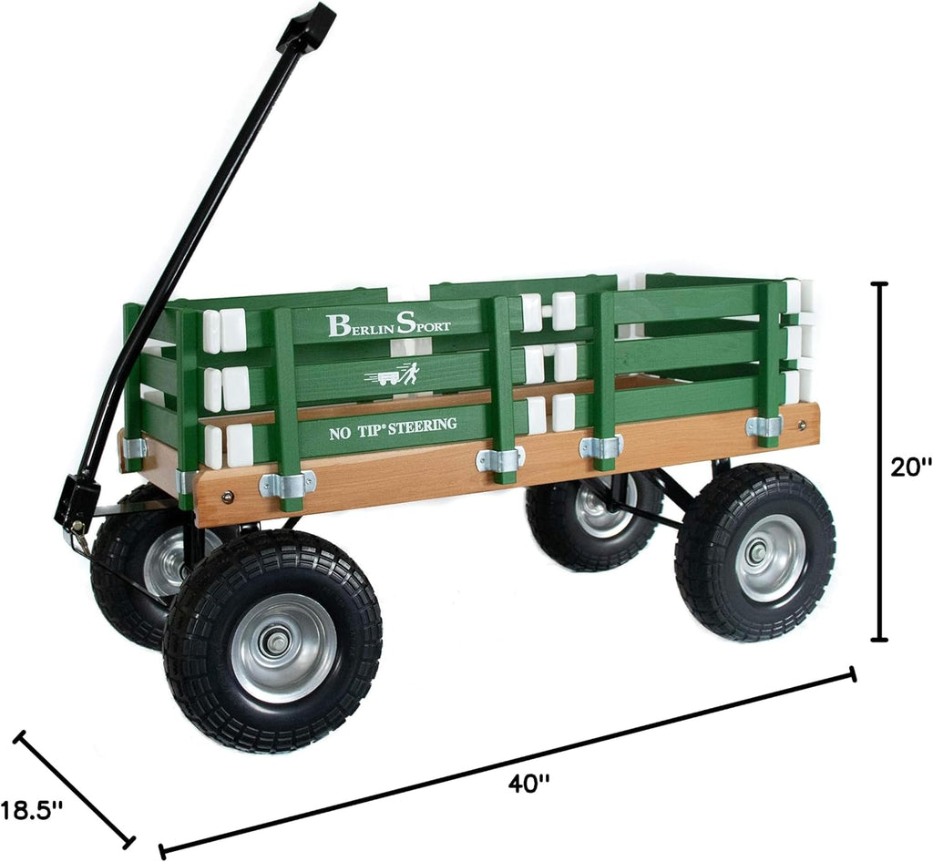 Berlin Flyer Sport Wagon - Model F410 - Amish Made in Ohio, USA - 10' No-Flat Tires (Emerald Green)