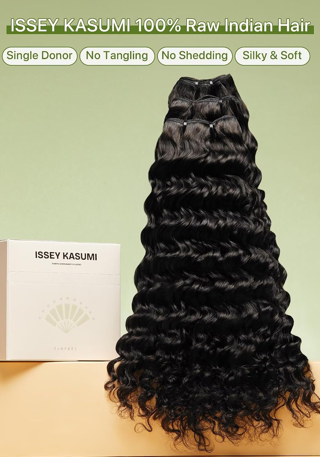 Water Wave Bundles Human Hair,Unprocessed Indian Raw Hair 3 Curly Bundles(14 14 14 Inch),Triple The Lifespan Over Regular Virgin Hair,No Tangle,No Shedding,Keep Soft and Silky After Multiple Washes