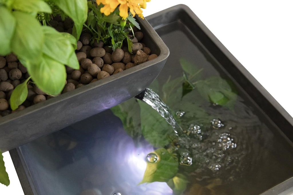AquaSprouts Fountain: Hydroponic, Aquaponic, Water Garden Kit, Charcoal, 8 Gallons