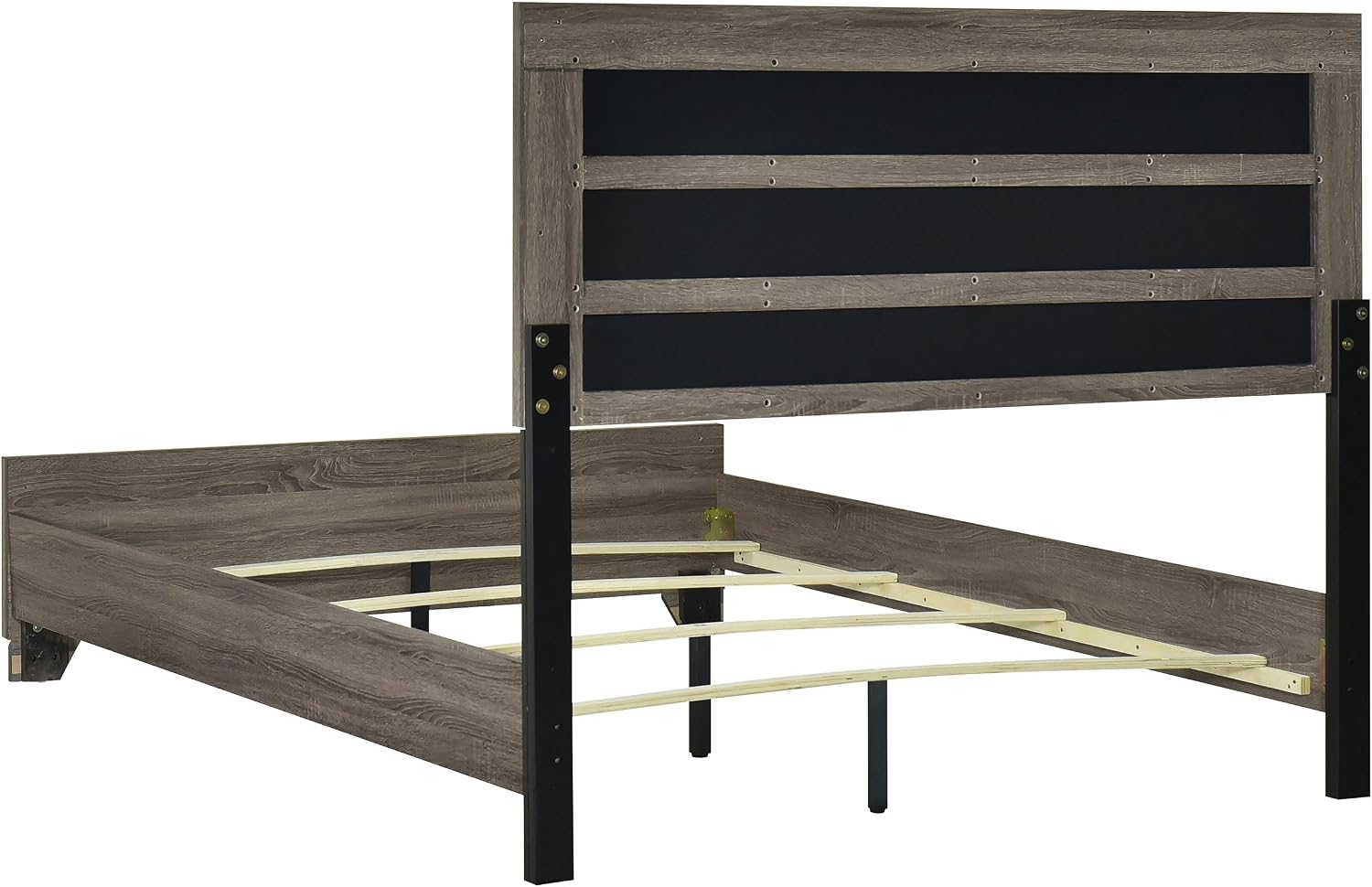 Coaster Home Furnishings Wright Transitional 4-Piece Bedroom Set Fabric Upholstered Queen Size Panel Bed Frame 52-inch Headboard Brown Oak 223341Q-S4