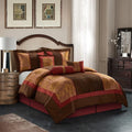 Stratford Park Red/Brown Comforter Sets King Size, 7 Piece, Home Decor, Premium Lightweight Microfiber, All Season Bedding Set, Matching Bedskirt, Pillows & Shams
