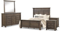 Furniture of America Orvyn Transitional Solid Wood 5-Piece Bedroom Set Queen-Size Bed with USB on Nightstand, French and English Dovetail, Box Spring Required, Dark Walnut