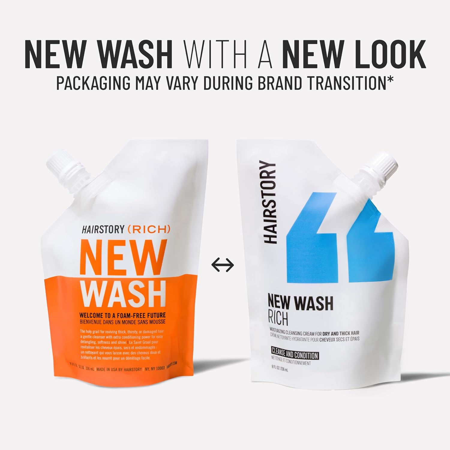 Hairstory New Wash Rich – Detergent Free Shampoo for Thick Curly Coarse Hair, Sulfate Free Deep Moisture Cleansing Cream, Shampoo and Conditioner Alternative, 20 Fl Oz Refill Pouch