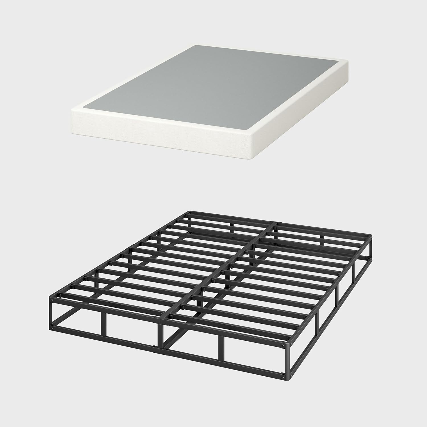 6-inch Metal Iron Mattress Foundation,Spring Box,Noise-Reducing Anti-Slip Design,Removable Fabric Cover,Tool-Free Assembly (Queen (U.S. Standard))