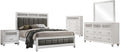 Coaster Home Furnishings Barzini Modern Classic 5-Piece Bedroom Set Leatherette Upholstered Queen Size Panel Bed Frame 56-inch Headboard White 205891Q-S5