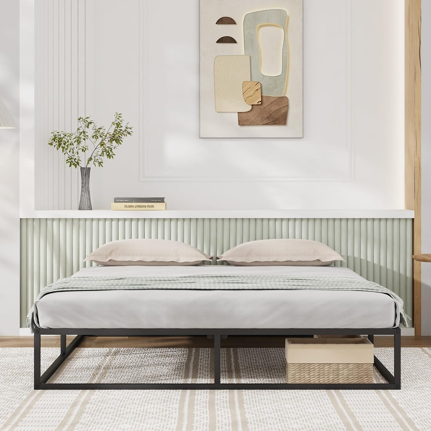 Novilla Ful Size Bed Frame, Metal Platform Bed Frame, Sturdy Metal Bed Frame, Wood Slats Support, No Box Spring Needed, Durable and Safe, Easy Assembly, Black