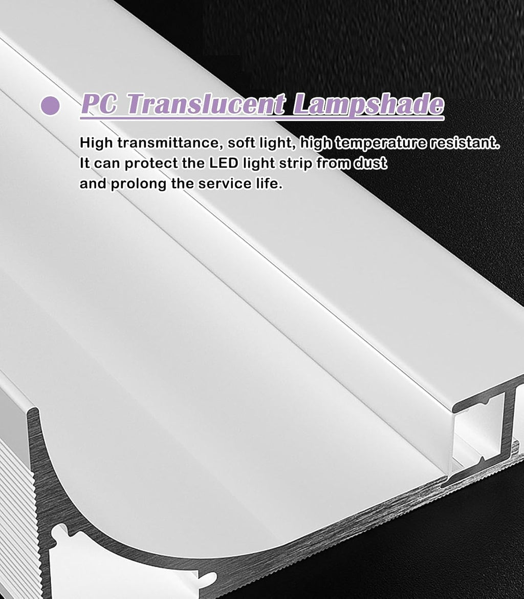 LED Crown Molding Trim for Indirect Lighting, 8x6cm LED Channel Track, Aluminum Coving Profile for Home Decor, Wall Corner & Floor Lighting (1m/3.3ft)