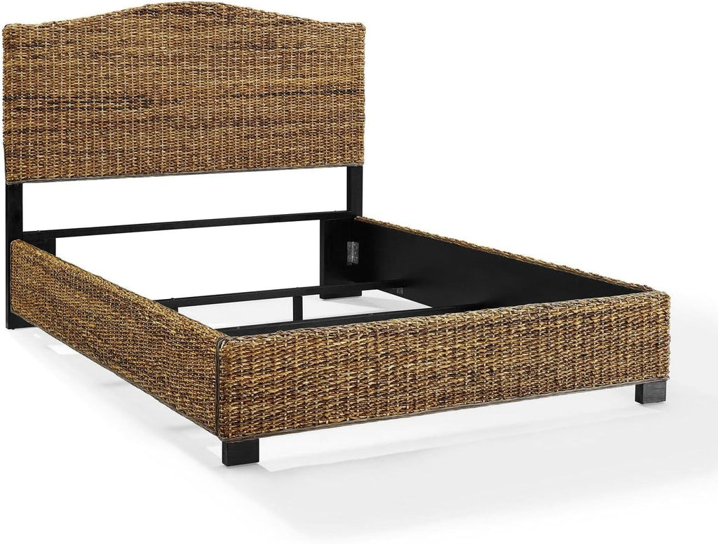 HomeStock Lakeside Living Bed Set, Queen Size, Natural, Steel, Wood Finish Banana Leaf - 86' L x 66.75' W x 52.75' H