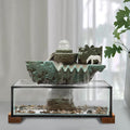 Modern Tabletop Water Fountain with LED Lights,Crystal Ball and Fish Tank, Decorative Indoor Fountain for Home Office Use,Desktop Waterfall with Horse Carving for Relaxation