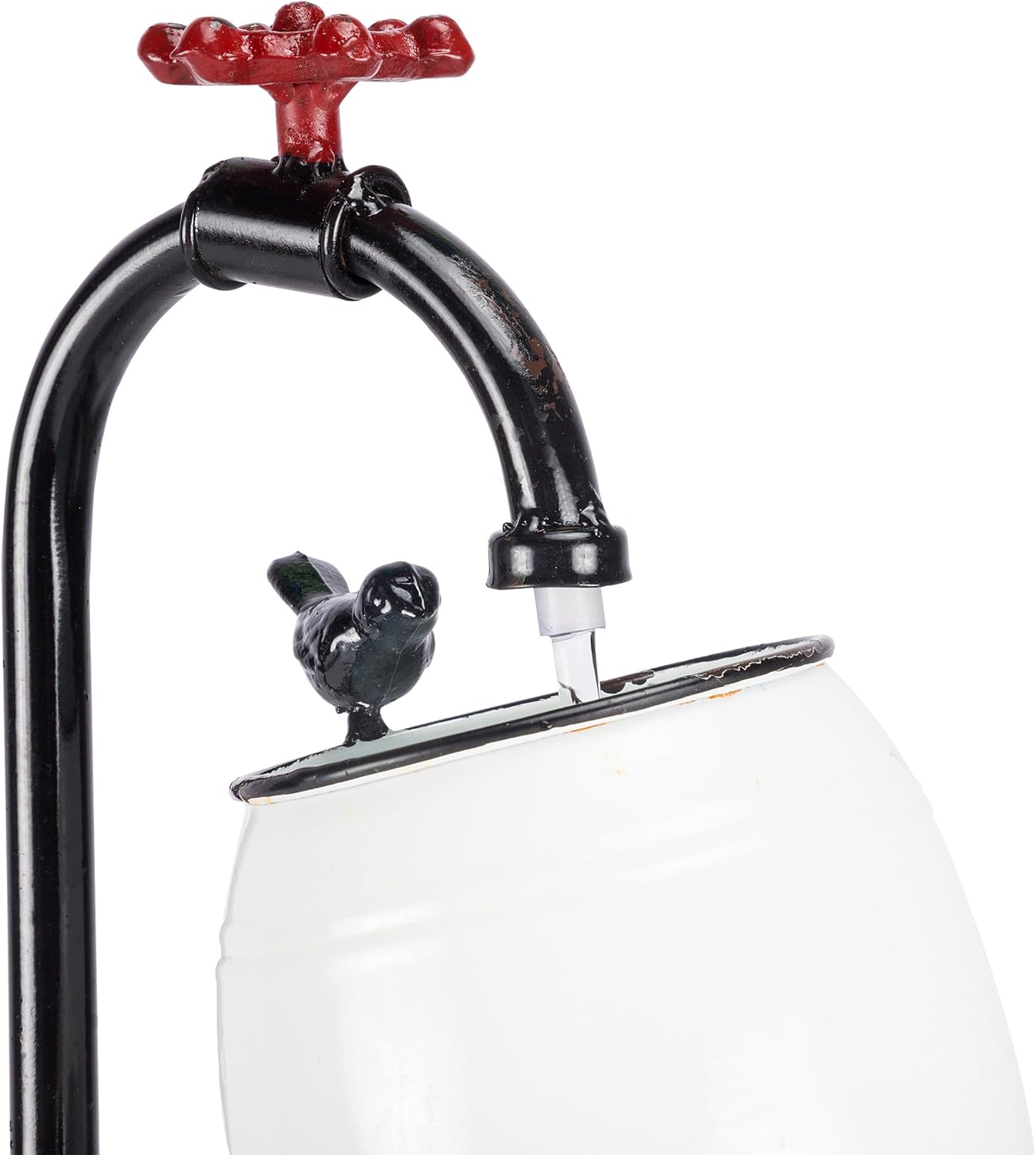 Alpine Corporation YHL428 Outdoor Tabletop Barrels and Faucet Water Fountain, Antique Tabletop Décor Fountain 19', White