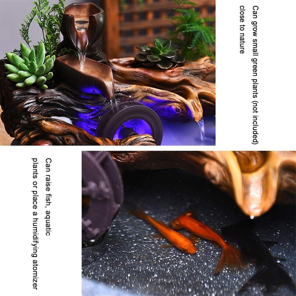 VALTEV Tabletop Water Fountain Living Room Office Desktop Rockery Fountain Accessories Gifts with Atomizer 32 * 20 * 24 Home Decor