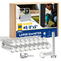 50 Pack 5/8' x 5' Large Diameter Concrete Screw - Heavy Duty Concrete Anchors, Masonry Screws for Brick, Block, Wood & Framing - Zinc Plated Hex Screws