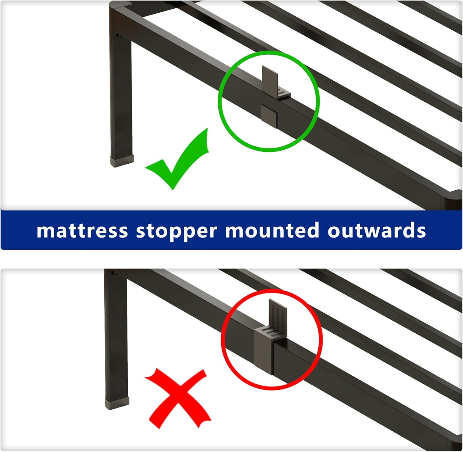 yookare Calking Platform Bed Frame,14' Heavy Duty Metal Mattress Foundation, Rounded Safety Corners & Recessed Legs,Mattress Retainers,Easy Assembly,Noise Free Steel Slat Support,No Box Spring Needed