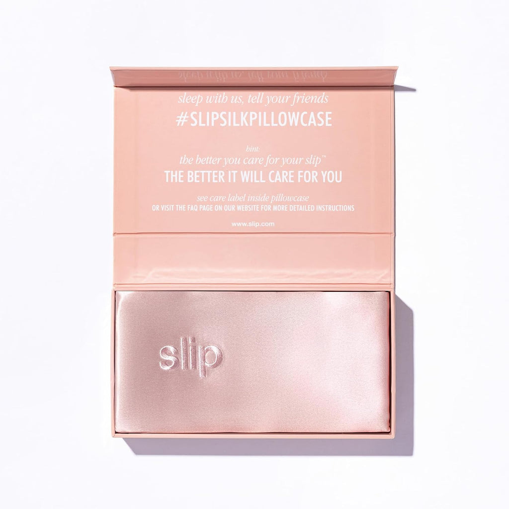 slip King Pure Silk Pillow Case - 100% Pure 22 Momme Mulberry Silk- King Size Standard Pillow Case - Anti-BedHead, Anti-Sleep Crease, Pink (20' x 36')
