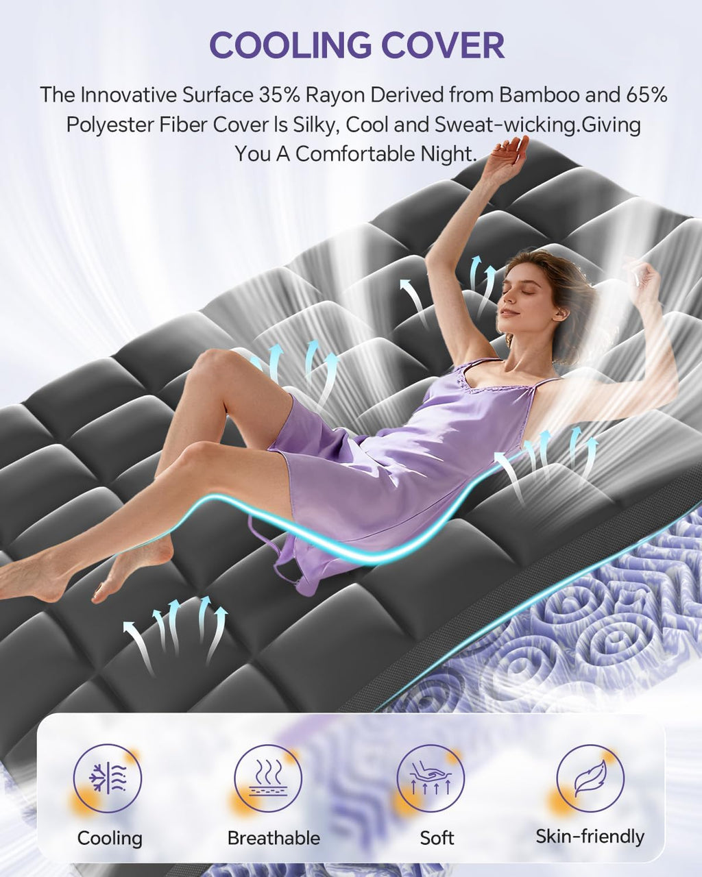 ChiXpace Dual Layer 5 Inch Memory Foam Mattress Topper Twin XL - 2 Inch Gel Memory Foam and 3 Inch Pillow Top Mattress Pad, 7-Zone Egg Crate Twin XL Size Mattress Topper (Black)