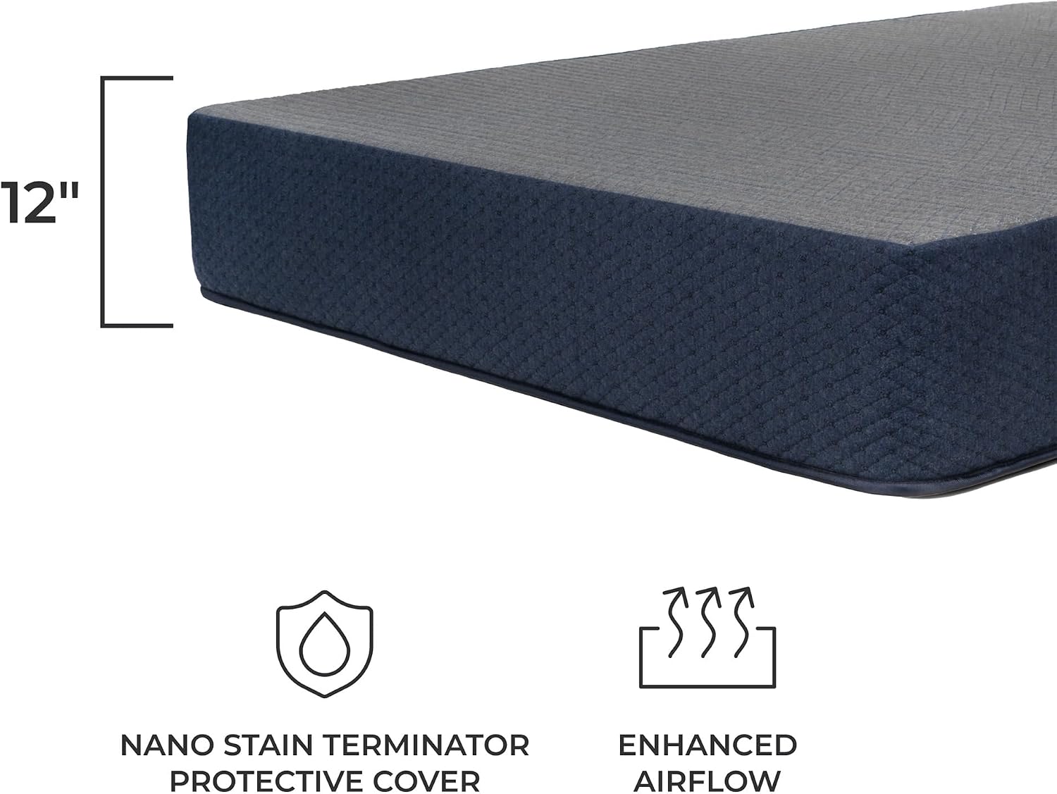 DREAMFOAM Brooklyn Bedding Copperflex Essential 12' Gel Memory Foam Mattress |RV Bunk 28x75|Made in Arizona