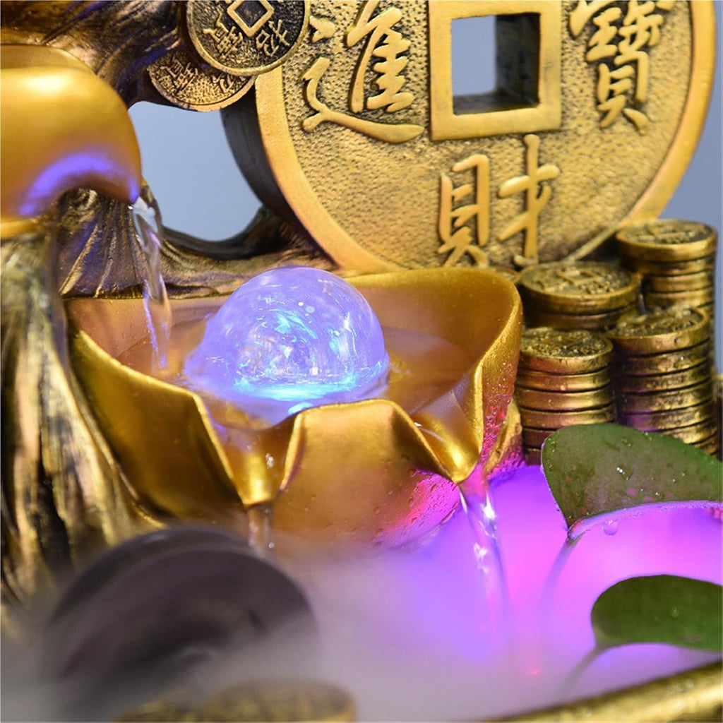 Feng Shui Tabletop Fountain Running Water Wealth Making Circulating Ornaments Opening Gifts Cornucopia Fortune Tree Crystal Ball Money Tree,Home Decor, Housewarming Gift(B(with Mist Maker))