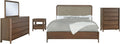 Coaster Home Furnishings Maderia Transitional 5-Piece Bedroom Set Fabric Upholstered Queen Size Panel Bed Frame 57-inch Headboard Walnut 223321Q-S5
