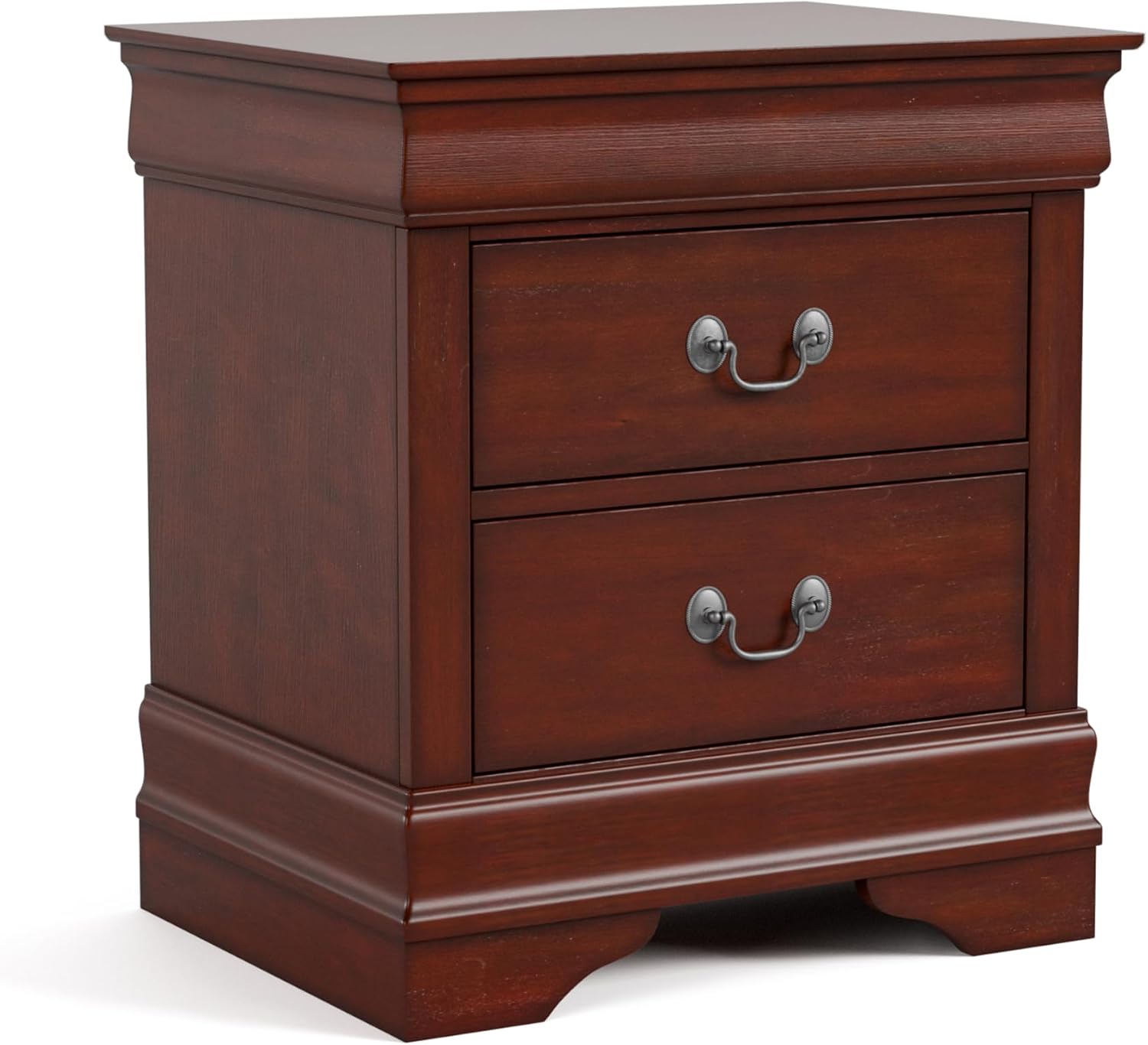 Furniture of America Arabella Traditional Solid Wood 3 Piece Bedroom Set, Queen Bed Frame and Nightstands Set of 2, Chic Sleigh Design Bedframe with Headboard and Footboard, Box Spring Needed, Cherry