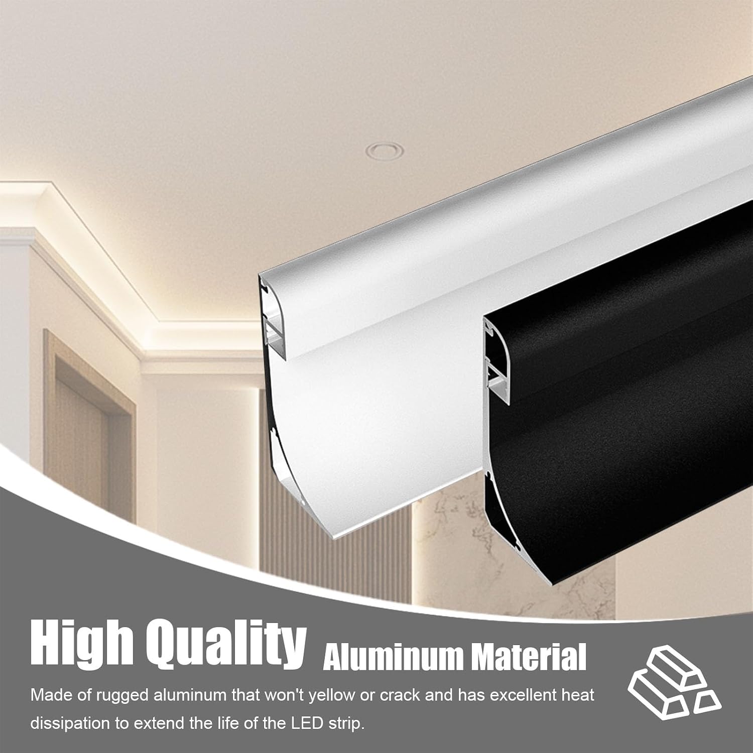 LED Strip Light Channel, Aluminum Suspended Ceiling Trim with Corner Molding for Home Decor - 10m/32.8ft White Ceiling/Floor/Wall Accent Lighting