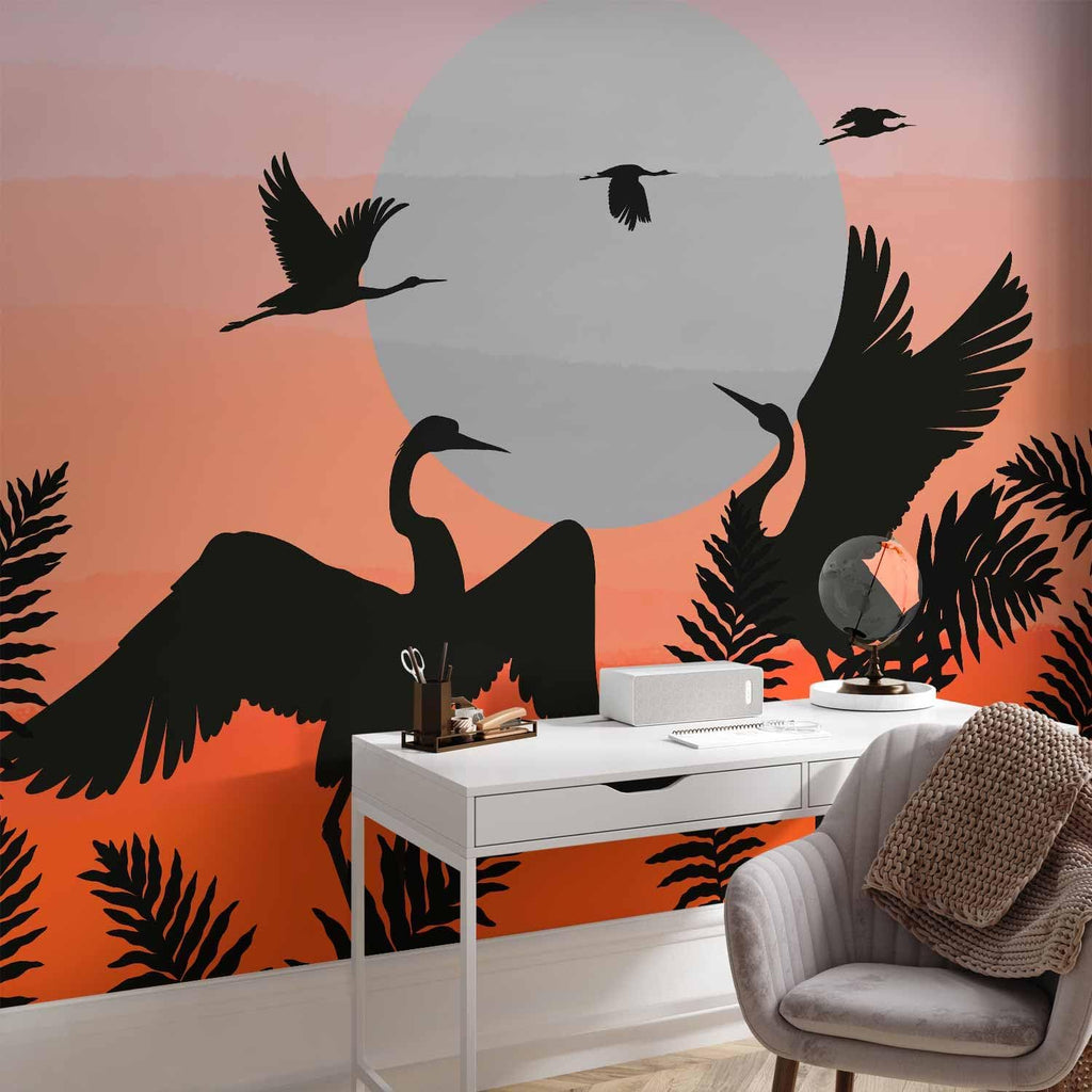 artgeist Premium Wall Mural Nature 157x110 in - Non-Woven Wallpaper Fleece Wall Decor Photo Print Picture Image Design Home Mural Crane Birds Landscape g-C-10093-a-b