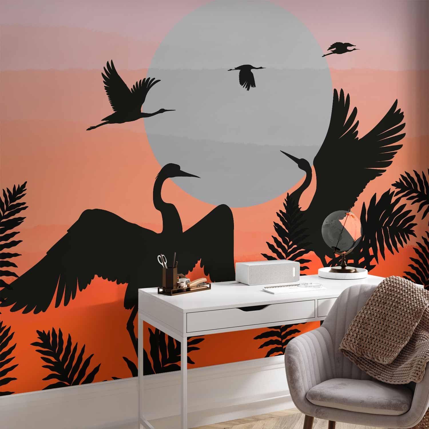 artgeist Premium Wall Mural Nature 157x110 in - Non-Woven Wallpaper Fleece Wall Decor Photo Print Picture Image Design Home Mural Crane Birds Landscape g-C-10093-a-b