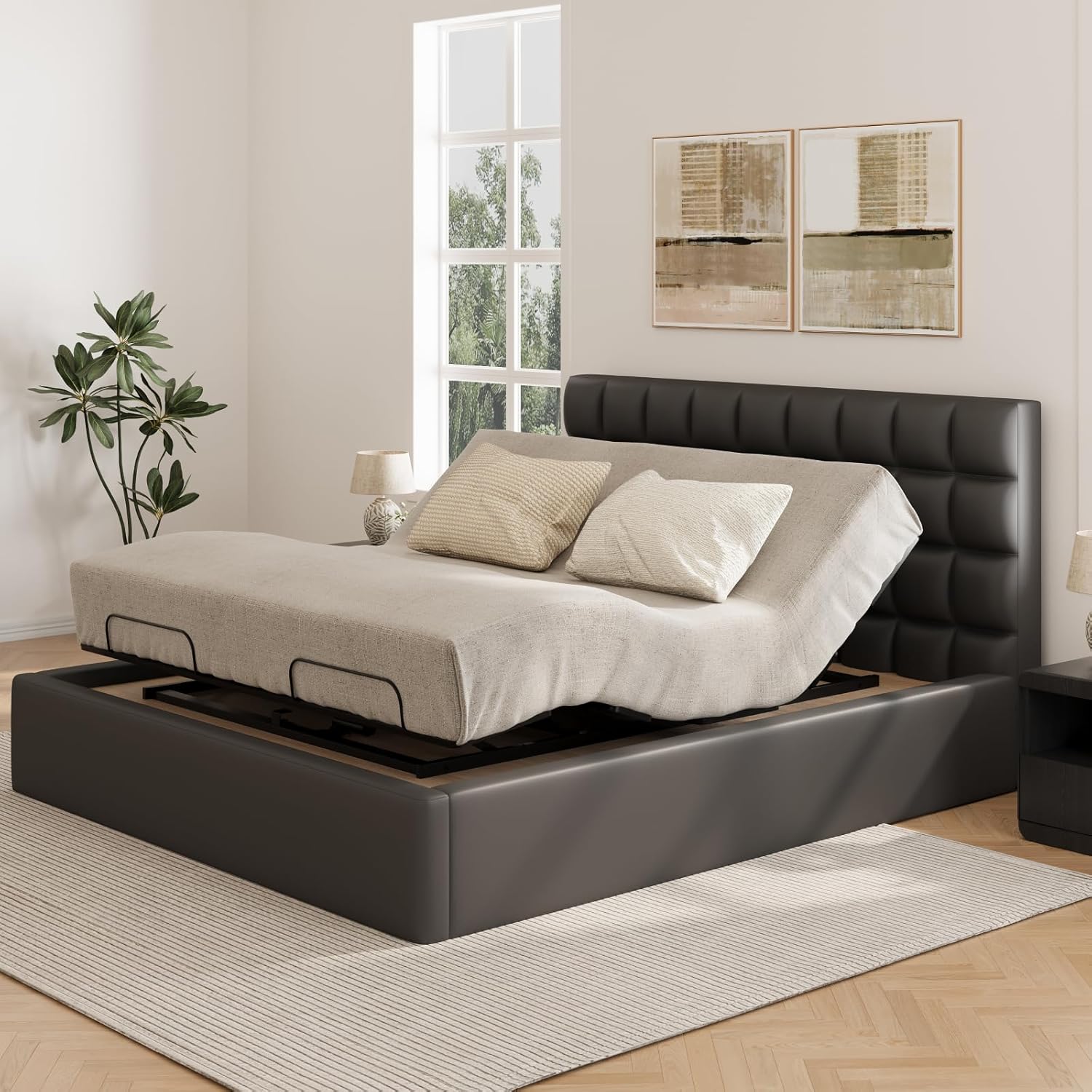 FLEXISPOT S3K-Lite King Size Adjustable Bed Frame Base, Zero Clearance, Independent Head & Foot Incline, Zero Gravity, Wireless Remote, 12'' Legs, Easy Assemble, 5-Year Warranty, 750 lbs.
