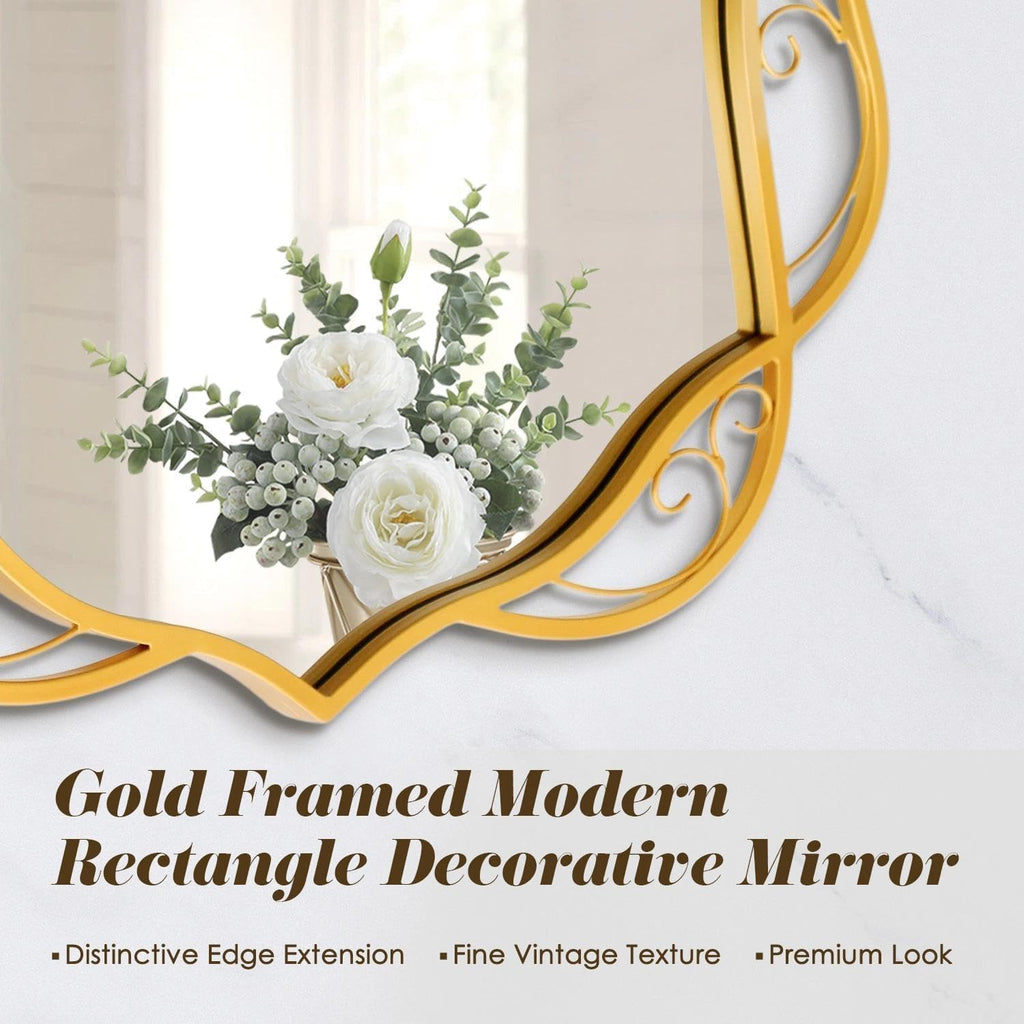Besdomus Antique Gold Bathroom Mirror: 24'x36' Scalloped Modern Large Bathroom Vanity Mirrors for Over Sink - Farmhouse Decorative Vertical or Horizontal Hanging for Bathroom/Living Room/Entryway