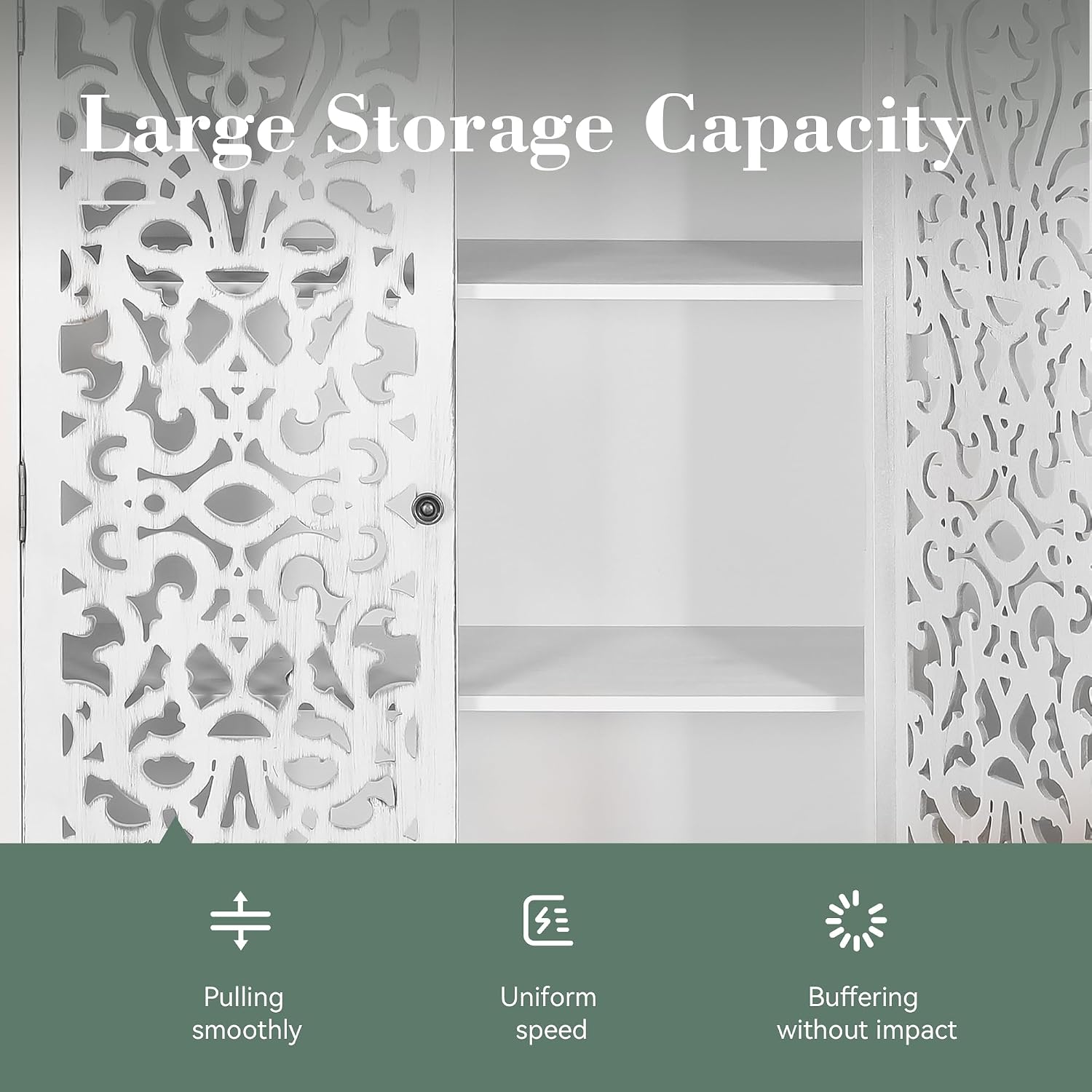 Sophia & William Tall Storage Cabinet 47.4', Decorative 2-Door Tall Accent Cabinet, for Living Room, Dining Room, White