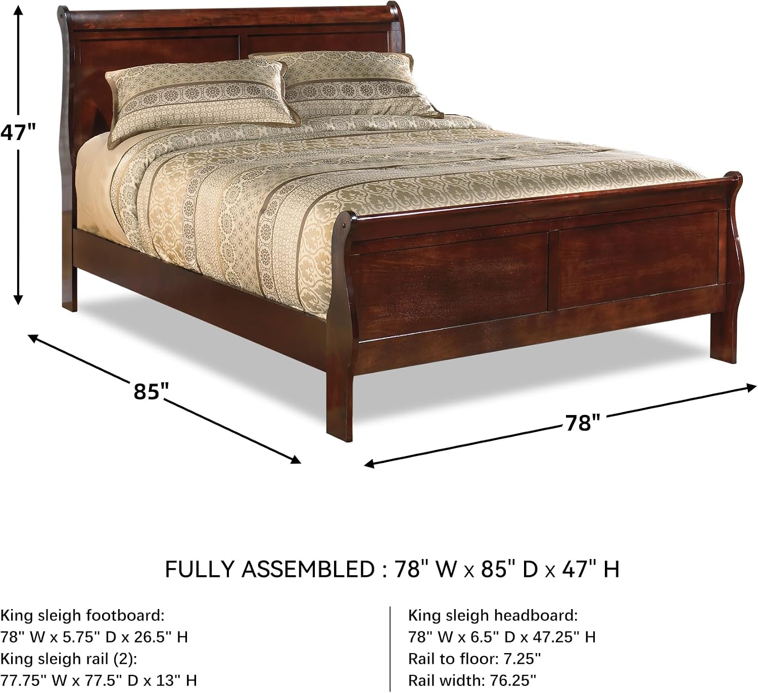 Signature Design by Ashley Alisdair Traditional King Sleigh Bed, Foundation or Box Spring Needed, Dark Brown