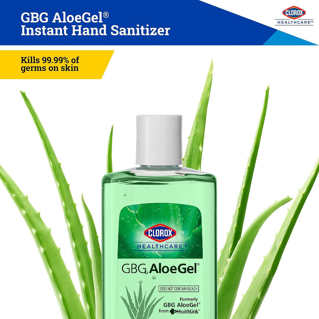 Clorox Healthcare GBG AloeGel Hand Sanitizer Gel, Bleach-Free Moisturizing Sanitizer with 64% Ethyl Alcohol, Aloe Vera and Vitamin E - FDA Registered, Travel Size, 4 Fl Oz - 24 Pack