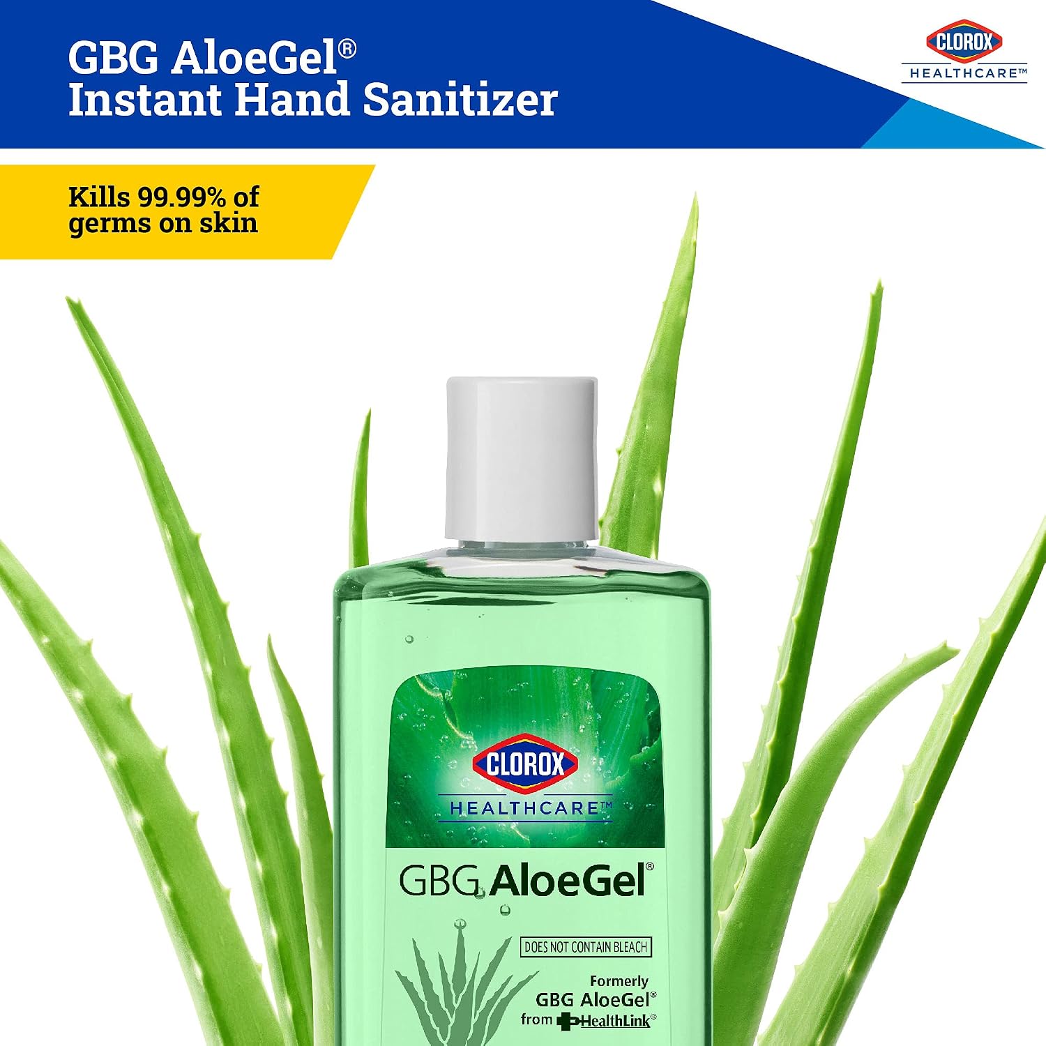 Clorox Healthcare GBG AloeGel Hand Sanitizer Gel, Bleach-Free Moisturizing Sanitizer with 64% Ethyl Alcohol, Aloe Vera and Vitamin E - FDA Registered, Travel Size, 4 Fl Oz - 24 Pack