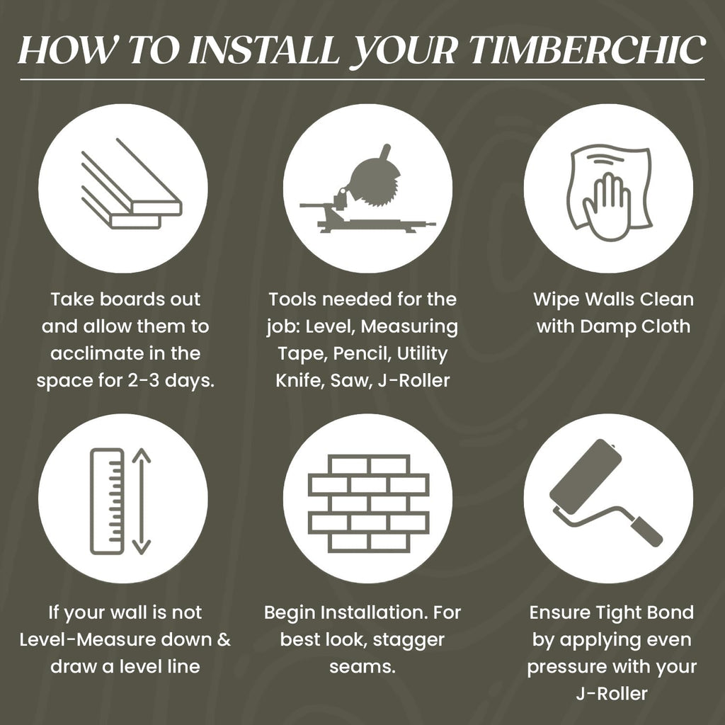 TIMBERCHiC Barnwood Textured Wall Planks - Made in USA, Peel-and-Stick Panels for Interior Decor, DIY Accent Wall Panels, Blackened (4' x 10 Sq Ft)