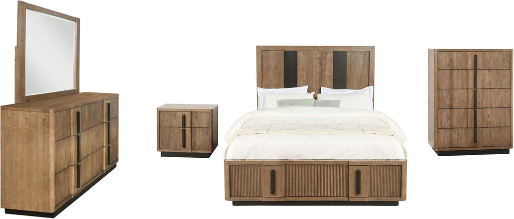 Coaster Home Furnishings Terrace Transitional 5-Piece Bedroom Set Queen Size Storage Panel Bed Frame 58-inch Headboard Ash Brown 224900Q-S5