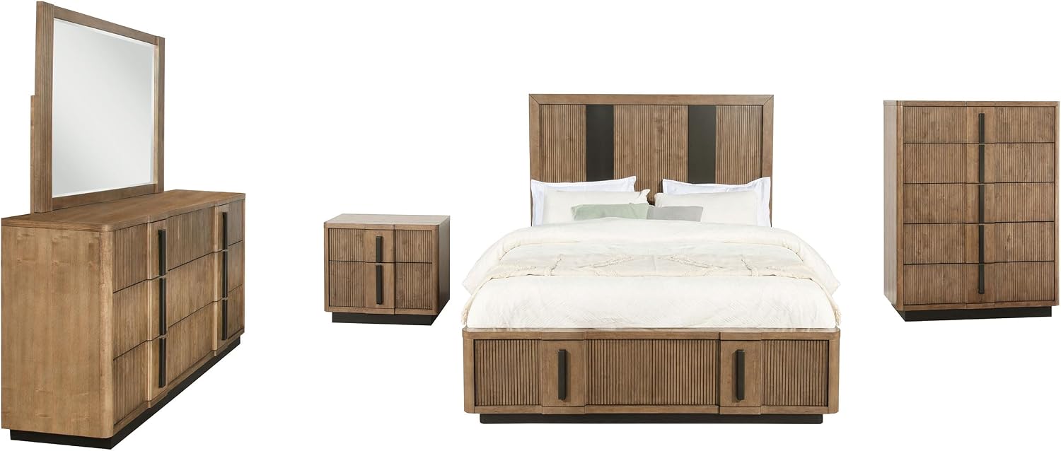 Coaster Home Furnishings Terrace Transitional 5-Piece Bedroom Set Queen Size Storage Panel Bed Frame 58-inch Headboard Ash Brown 224900Q-S5