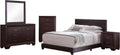 Coaster Home Furnishings Dorian Transitional 5-Piece Bedroom Set Leatherette Upholstered California King Size Panel Bed Frame 46-inch Headboard Dark Cocoa 300762KW-S5
