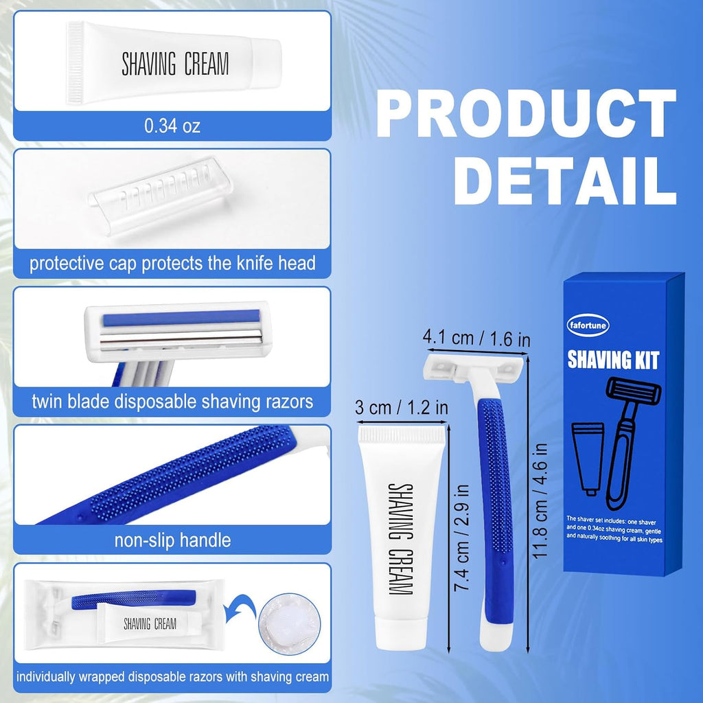 Shave Kit in Bulk Twin Blade Razors with Protective Cap,Disposable Razors in Bulk Shaving Cream for Hotel, Airbnb, Homeless, Shelter, Camping and Travel (480)