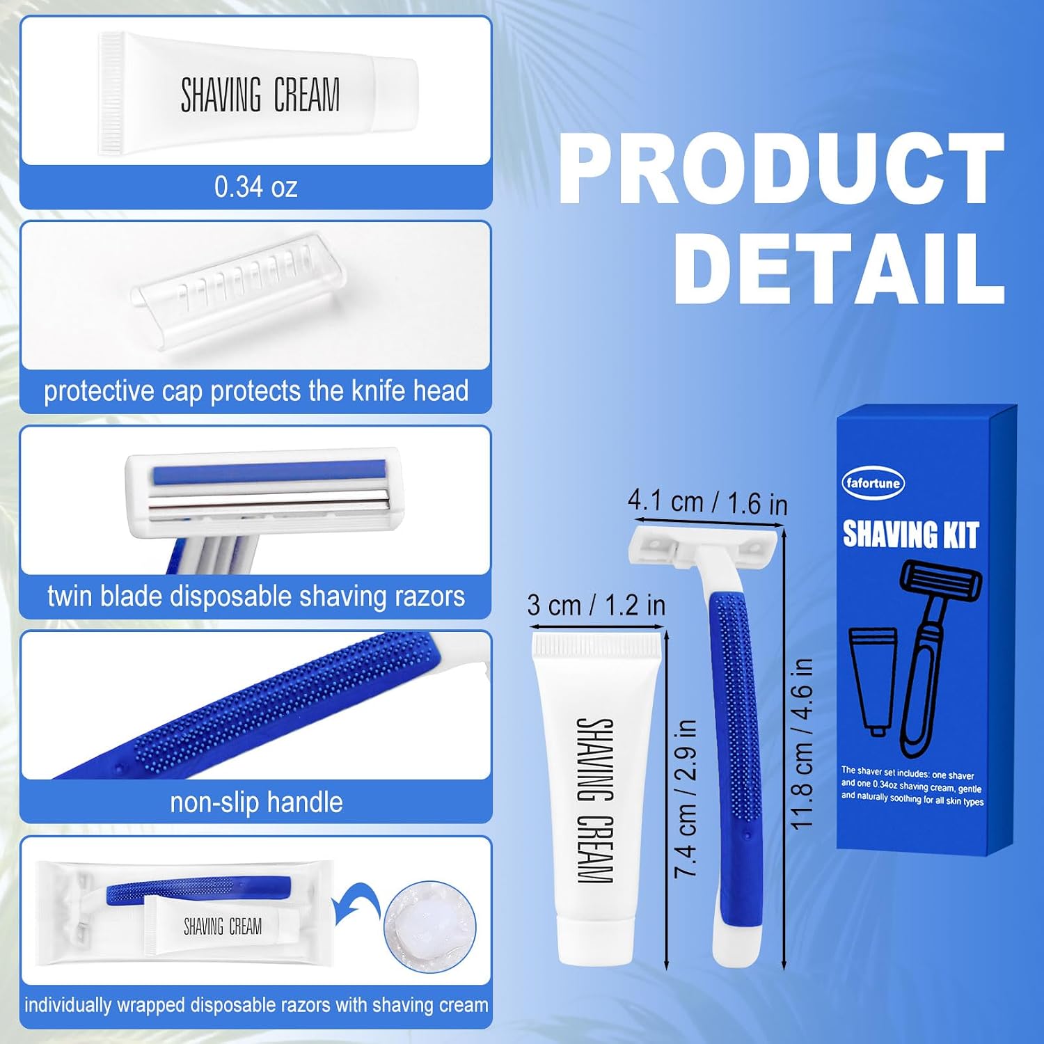 Shave Kit in Bulk Twin Blade Razors with Protective Cap,Disposable Razors in Bulk Shaving Cream for Hotel, Airbnb, Homeless, Shelter, Camping and Travel (480)