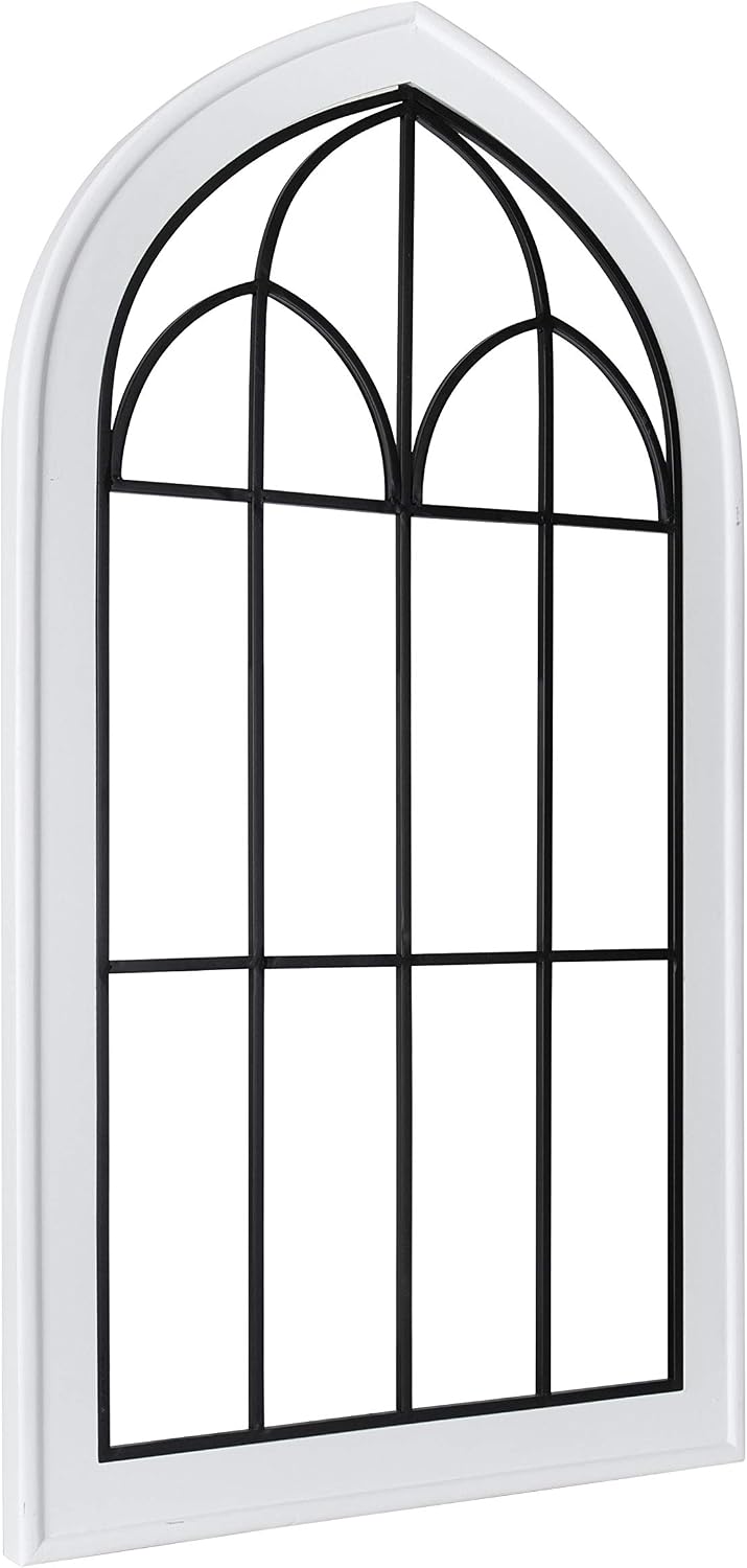 Kate and Laurel Rennell Farmhouse Wall Plaque, 26.5 x 48, White, Wood and Metal Arched Wall Decor
