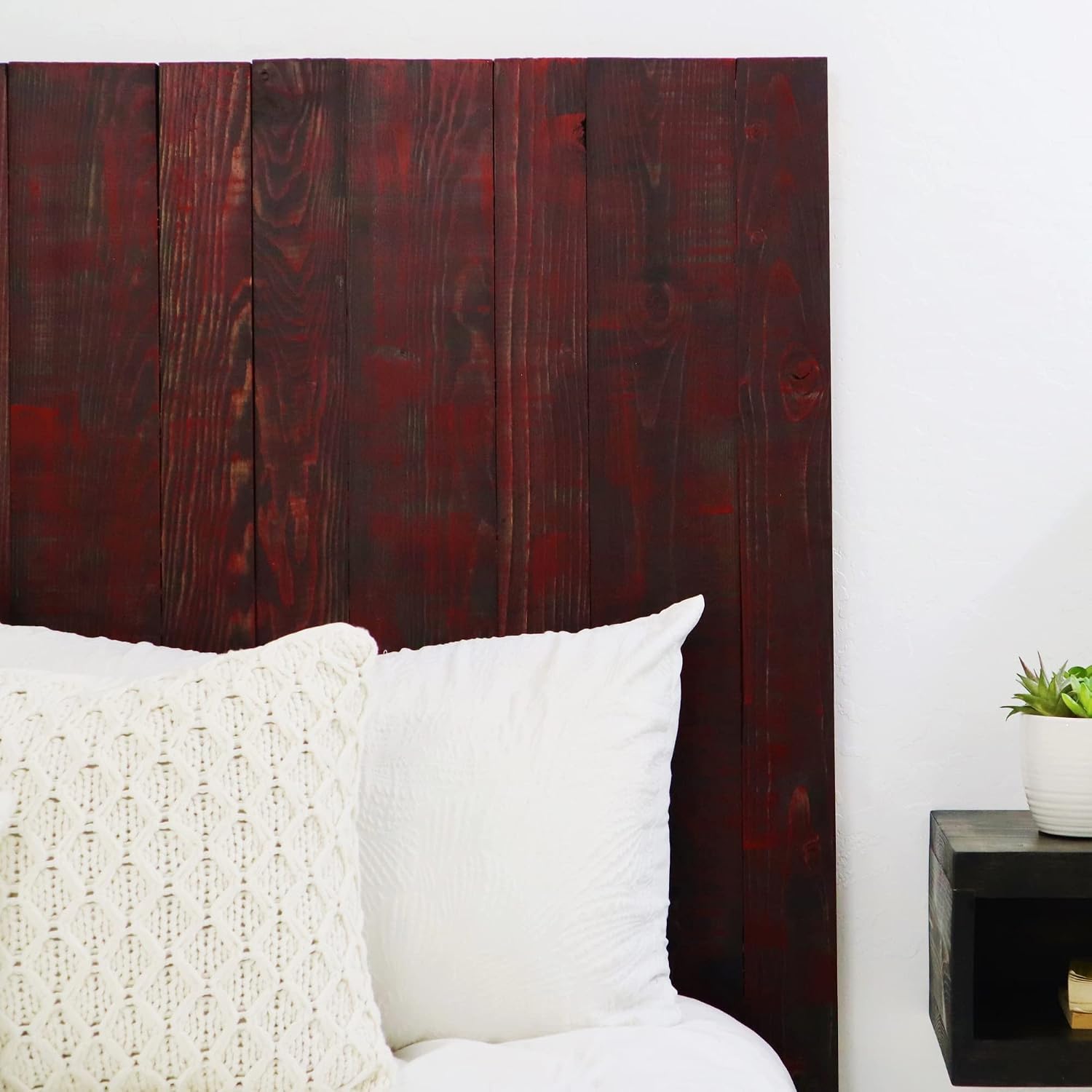 Barn Walls Red Dragon Skin Headboard, Modern Design, Solid Wood Headboard, Floating Panels, Wall Mount, Adjustable Height, Easy Assembly, Queen Size