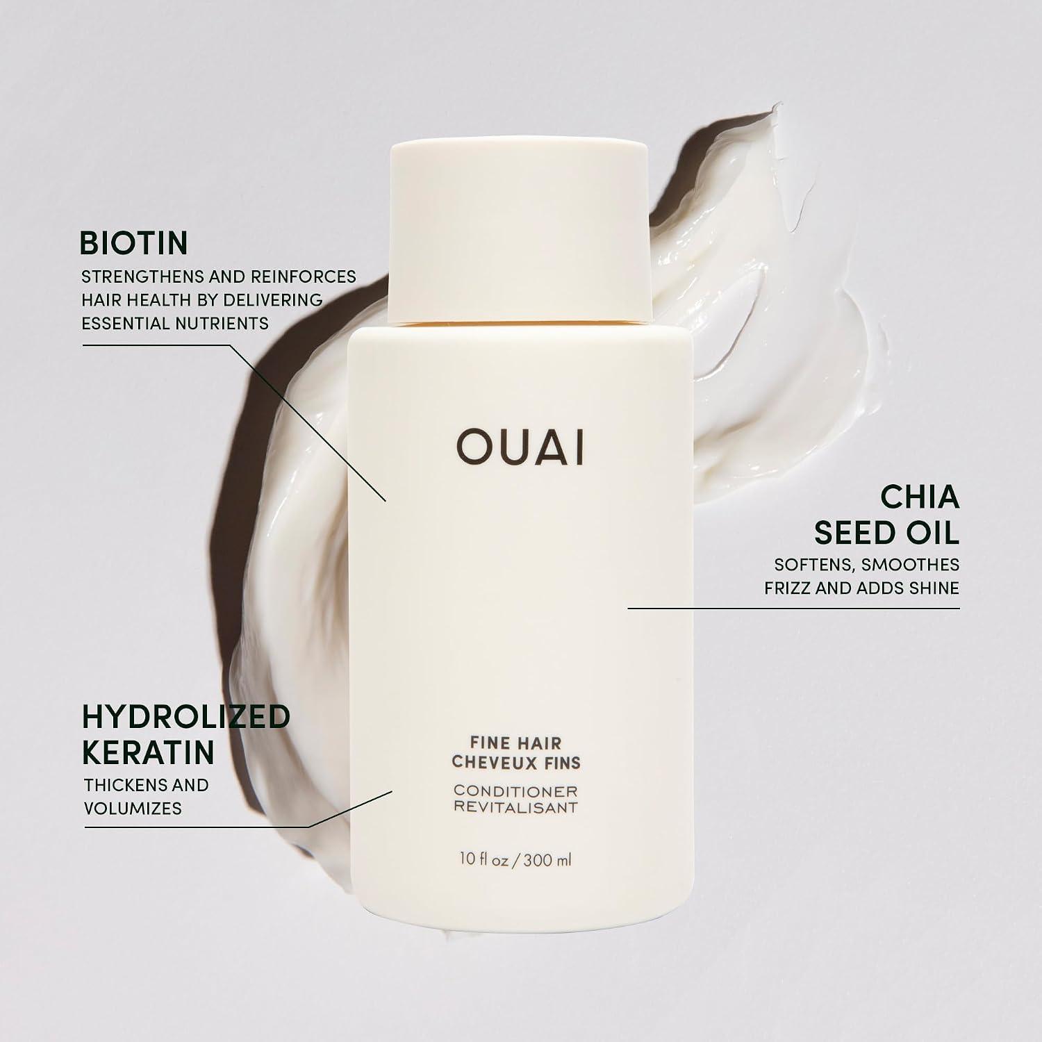 OUAI Fine Hair Shampoo, Conditioner, and Treatment Masque Set - Volumizing, Strengthening, Repairing - 3 Count (10oz Shampoo, 10oz Conditioner, 8oz Masque)