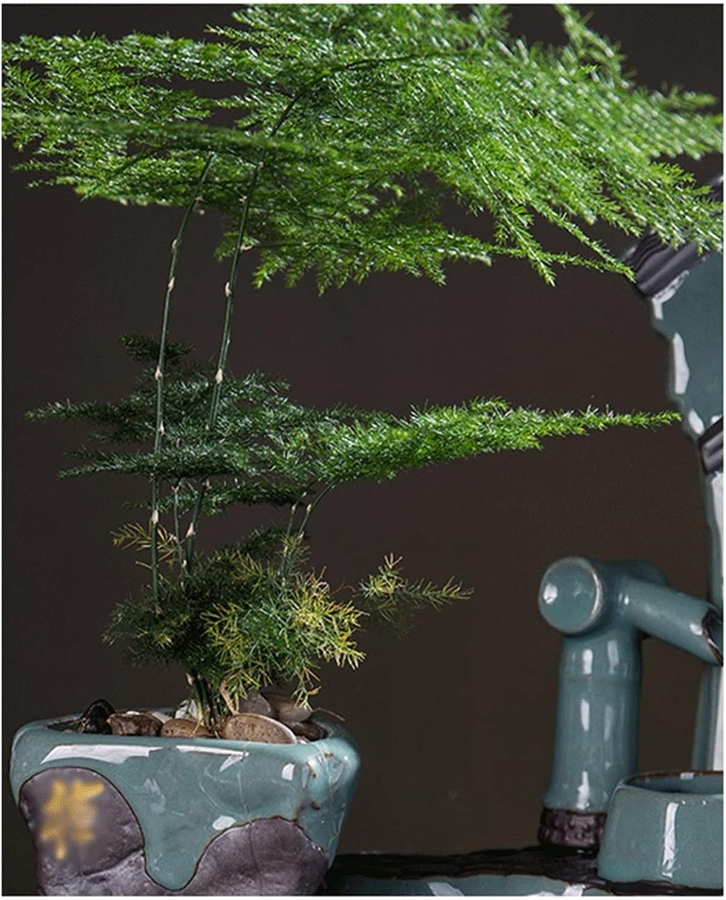 Indoor Water Fountain Tabletop Fountains Zen Chinese Flowing Water Ornaments Fountain Fengshui Lucky Living Room Office with Atomizer Creative Desktop Decorations Meditation Fountain