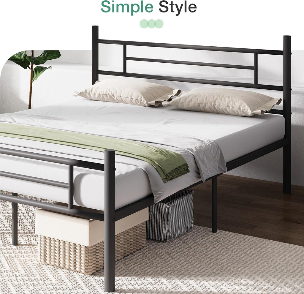 Novilla Queen Bed Frame with Headboard and Footboard, 14 Inch Metal Platform Bed Frame Queen Size, Large Storage Space, Strong Metal Slats Support, Mattress Foundation No Box Spring Needed
