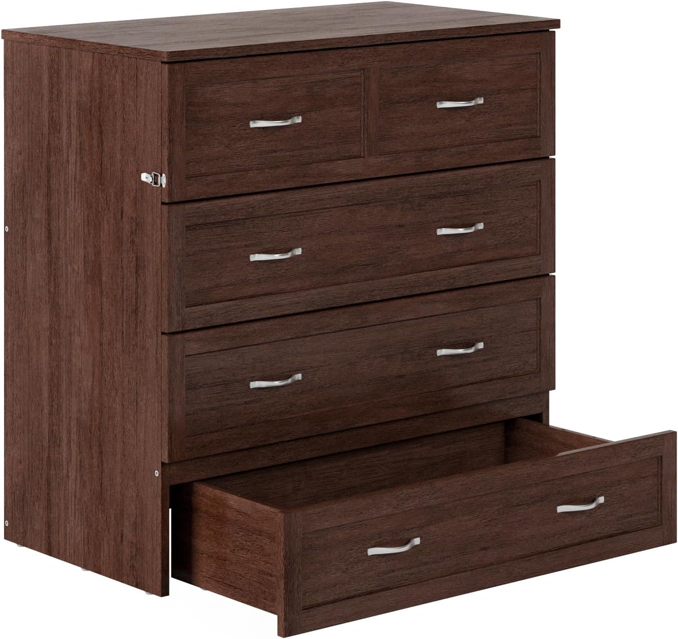 AFI, Northfield Murphy Bed Chest Twin XL with 6' Mattress, Storage Drawer & Built-in USB Charger, Burnt Amber