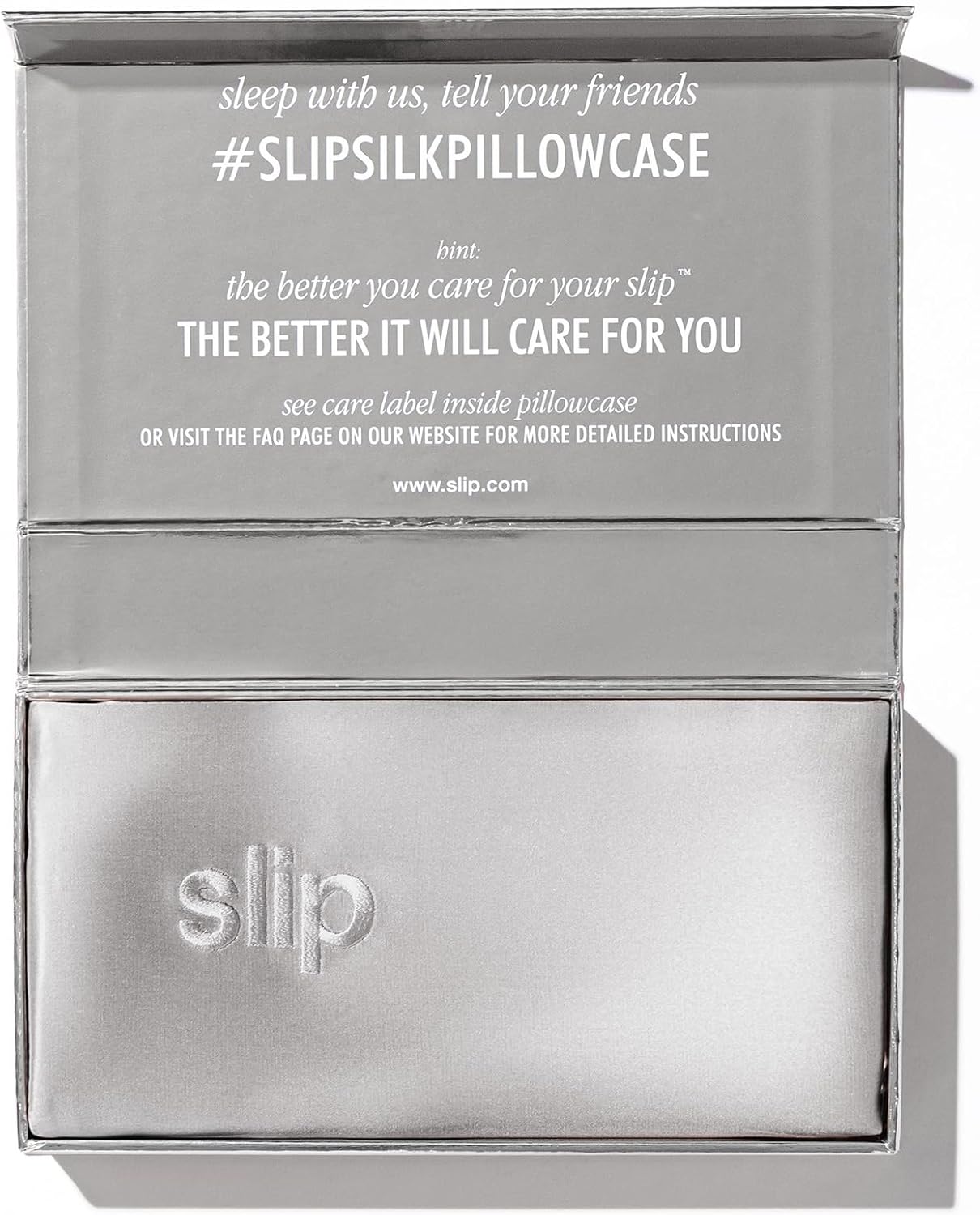 slip King Pure Silk Pillow Case - 100% Pure 22 Momme Mulberry Silk - King Size Standard Pillow Case -Anti-BedHead, Anti-Sleep Crease, Silver (20' x 36')