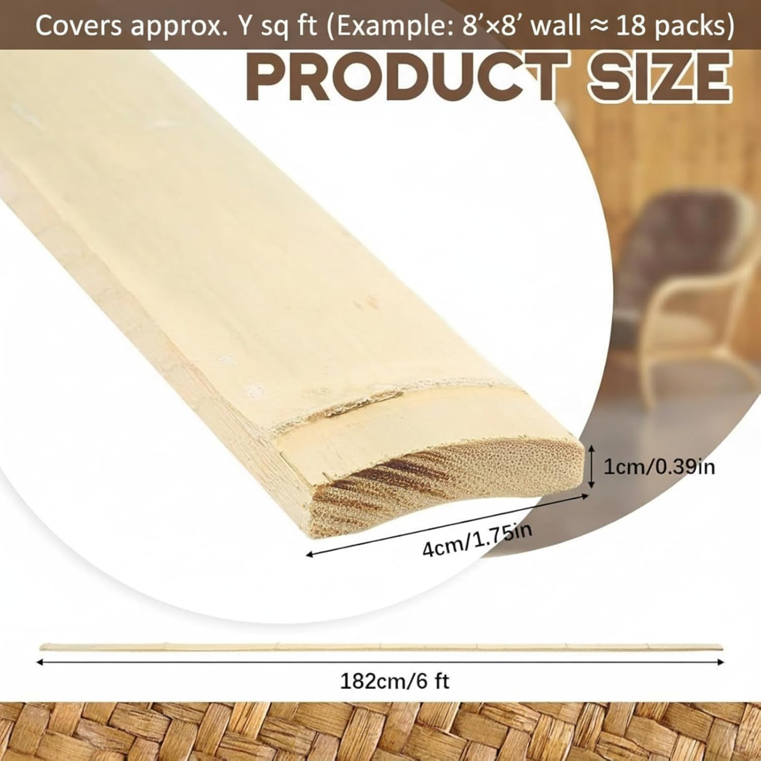 24 Pack 6ft Bamboo Slat Wall Panels, Vertical Wood Slat Accent Wall Kit for Modern Interior Decor, DIY Decorative Ceiling Panel System, Light Bamboo Finish, Easy Install