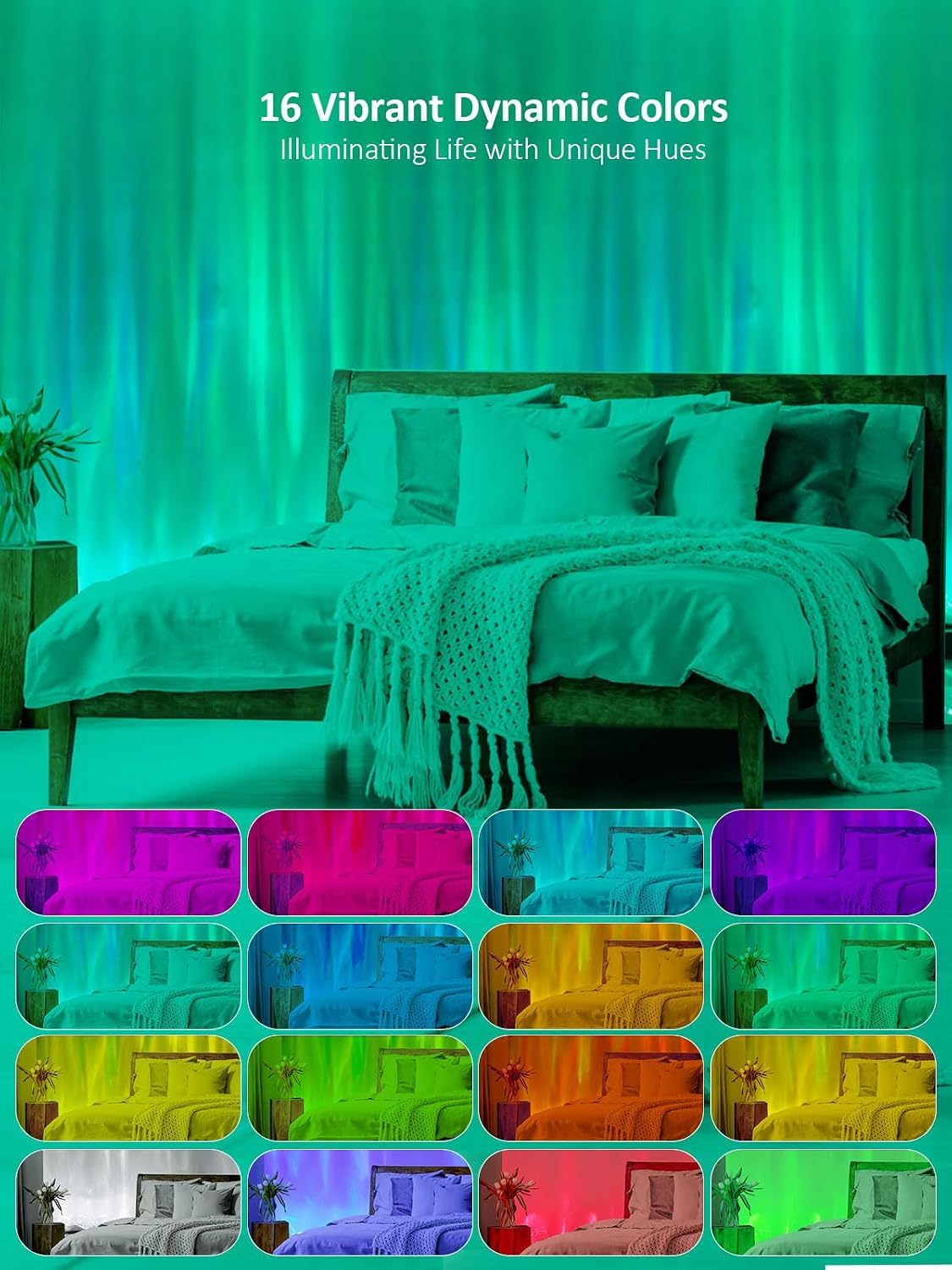 RGBW Dynamic Wave Wall Light, Ocean Wave Projector Light ith Music Sync, Color Changing Wall Washer Lamp with Remote & APP, Aurora Projector Ambient Light for Gaming Living Room,1 Pack