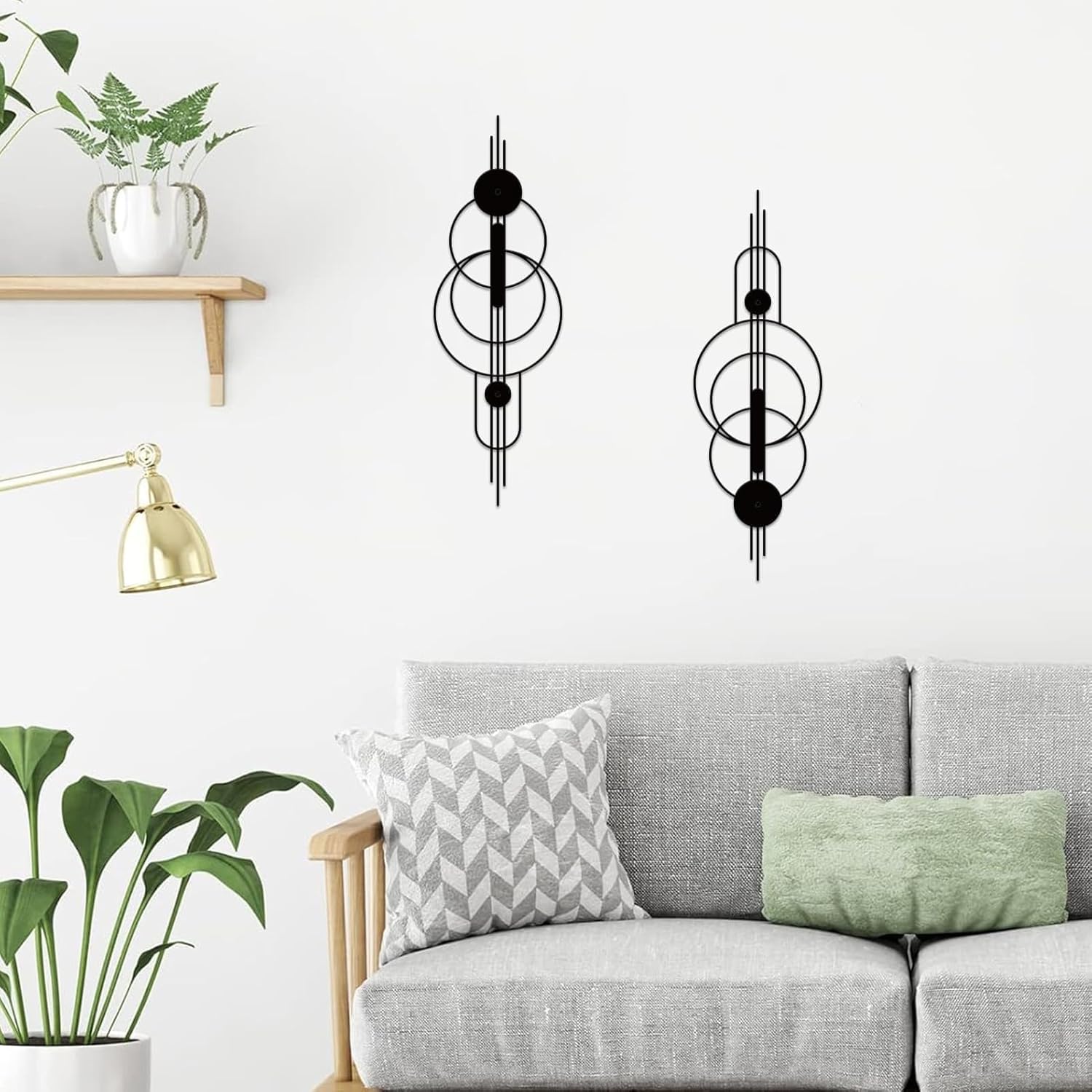 ruelen 2 Pcs Small Metal Abstract Wall Art, Modern Minimalist Wall Decor Single Line Art Metal Vertical Wall Decor Geometric Wall Hanging Sculptures for Home Bedroom Living Room, 39.37 x 12.8 Inch