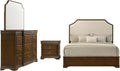 Coaster Home Furnishings - Garland - 4-Piece Bedroom Set with Wood Grain Detail, Cutaway Corners, Padded Headboard and Dual USB Ports - Bedroom - Queen Size - Brown Cherry - 205301Q-S4